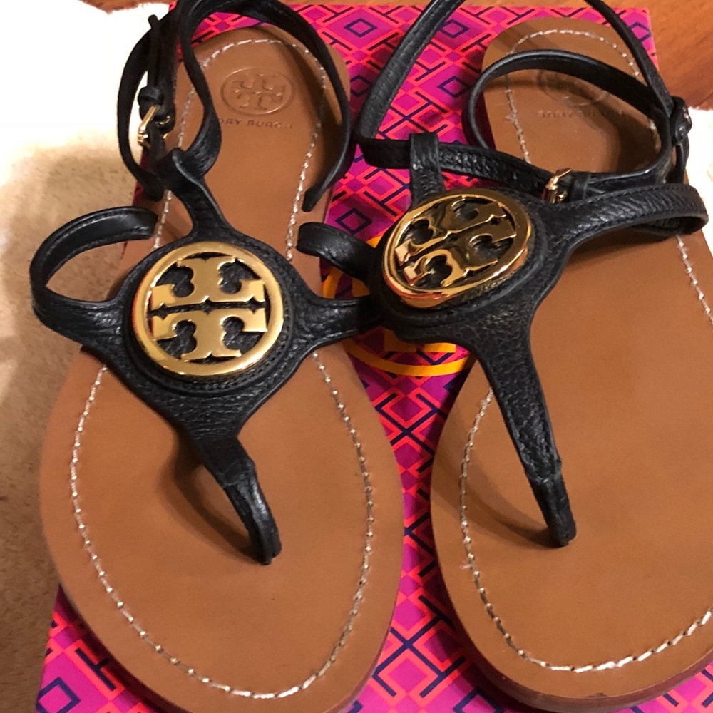 Tory Burch Black Leather Sandals